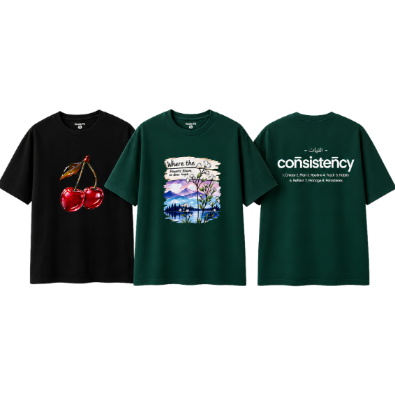 Hustle Fit Girls 3 Pack Tee Bundle (Blossom, Cherry, Consistency)