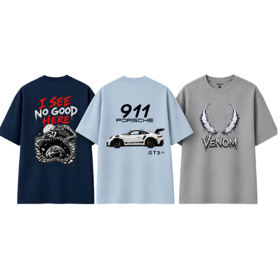 Hustle Fit Boys 3 Pack Tee Bundle (Car, No Good Here, Venom)