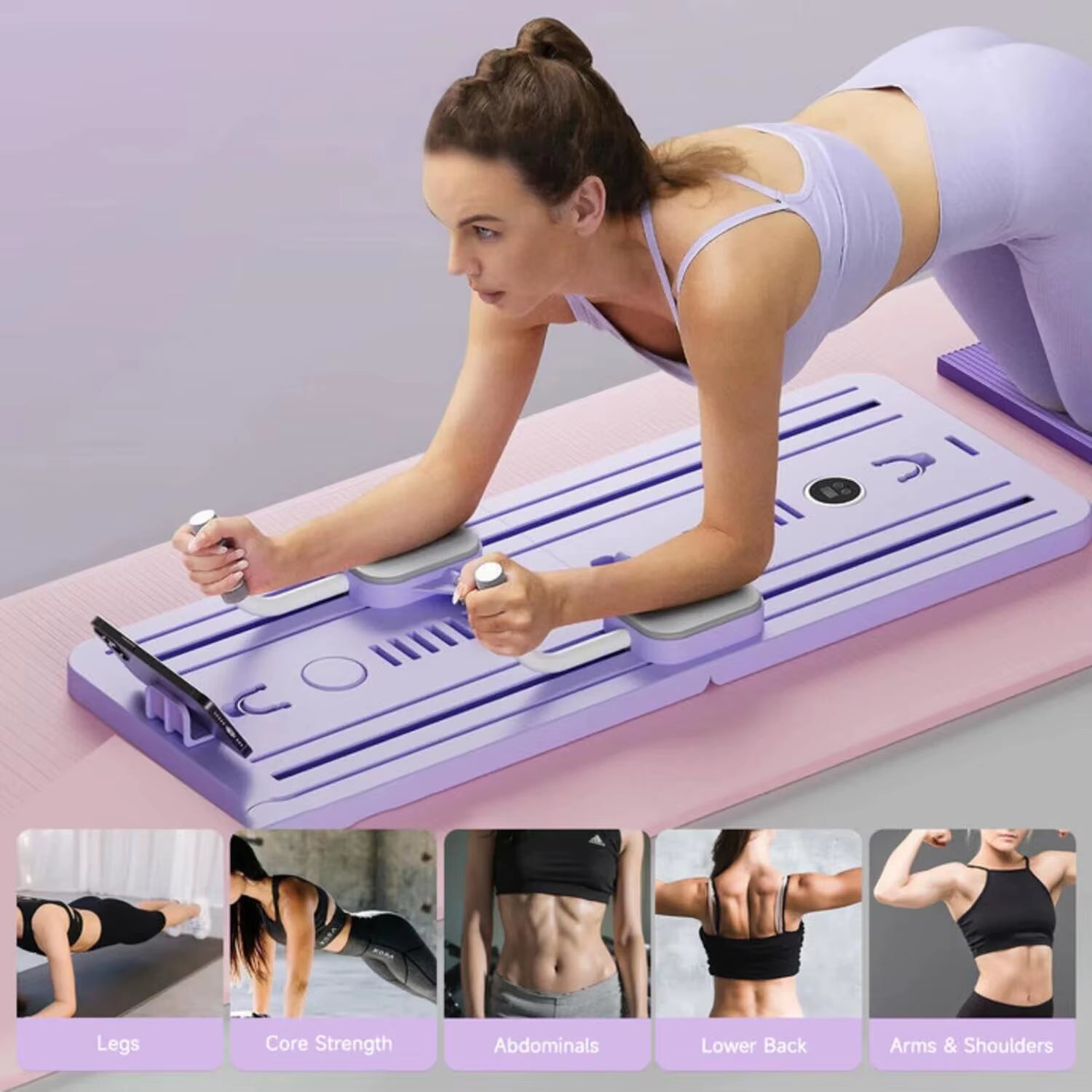 Multifunctional Abdominal Exercise Board Fitness Board Leg & Arm Toner Automatic Rebound Fitness Equipment Pilates Reformer Set